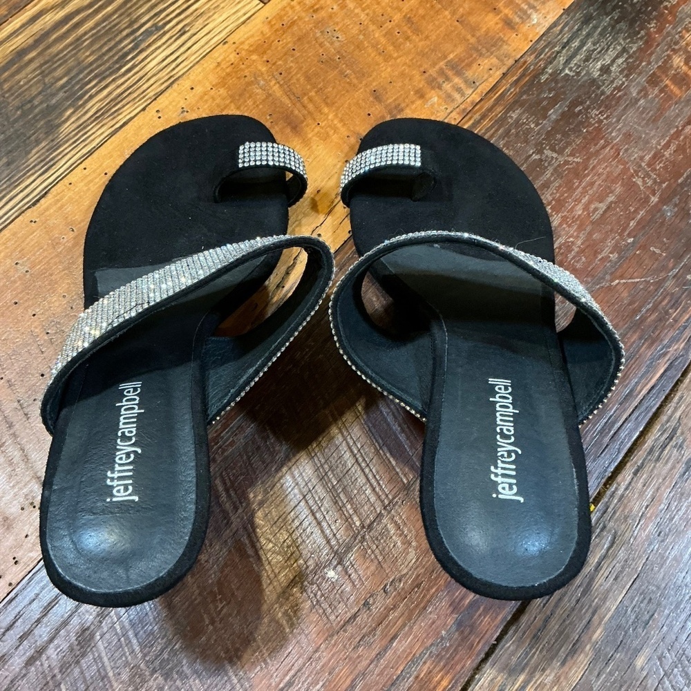 Jeffrey Campbell Elina Slide Sandal Black Silver Size 7 - Picture 3 of 8